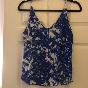 Blue and White Patterned Renee C. Tanktop